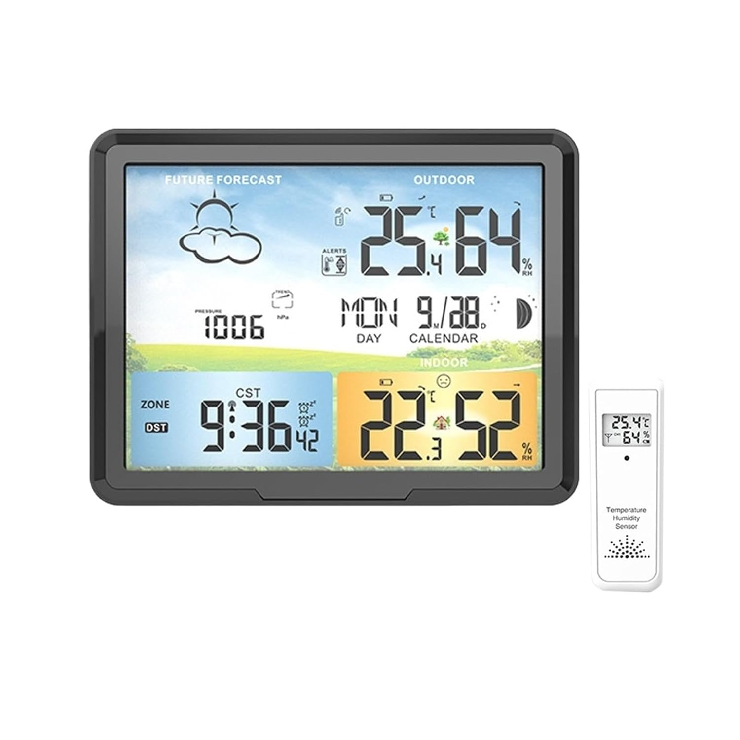 Weather Station Wireless Digital Indoor Outdoor Forecast with Sensors Hygrometer Humidity Temperature Home Weather Monitor,Black 1 X Sensor