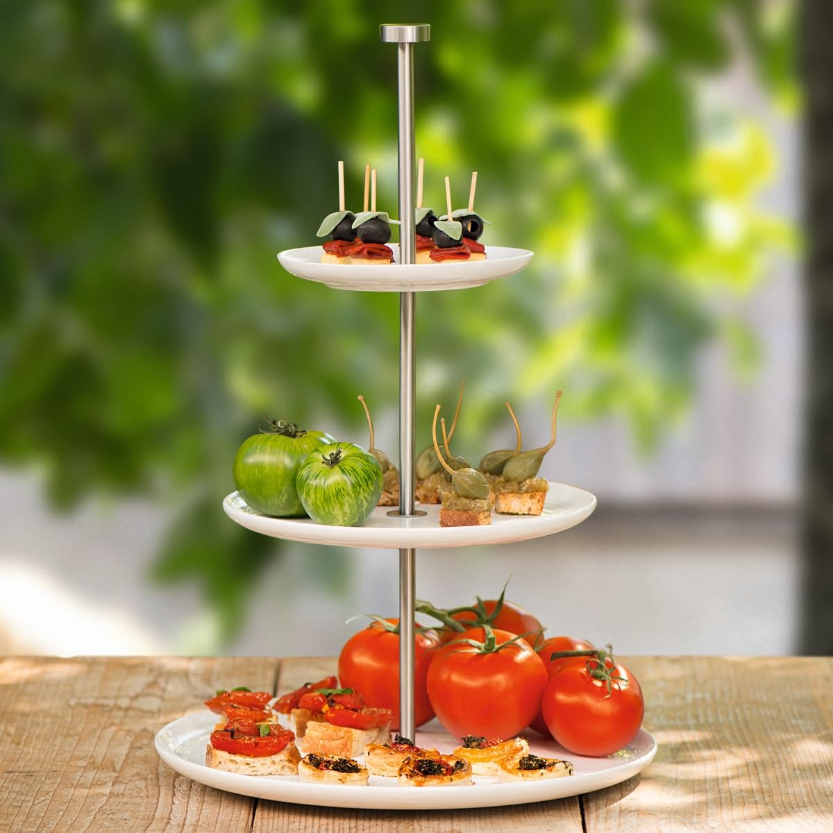 ASA Etagere, Keramik, Weiß,H 47 x Ø 15+22+30 cm