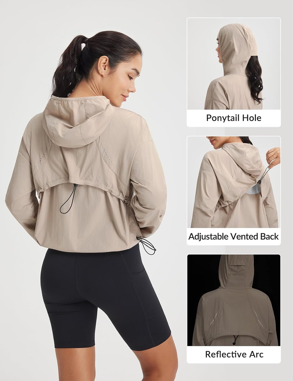 baleaf Women's Sun Jackets Lightweight Packable Long Sleeve Hoodie Zip Up UPF 50+ Crop Shirts Water Resistant Tops Workout - Image 5