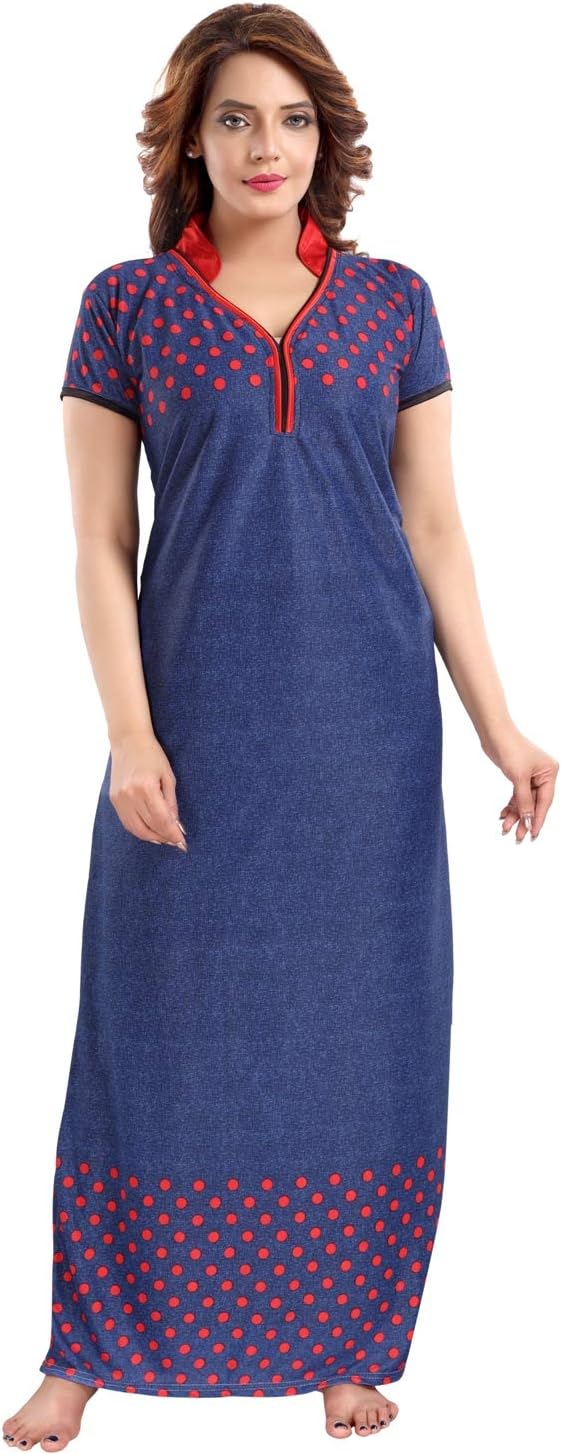 FabmeWomen's Printed Sarina Satin Nighty