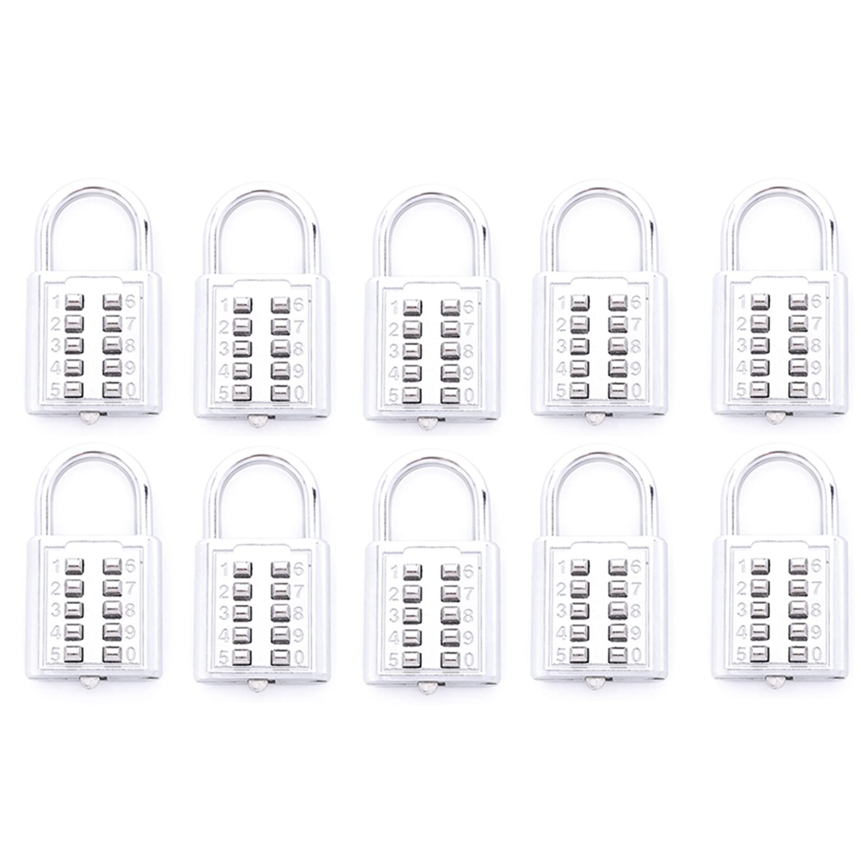Jnchdghwa Silver 10X Anti-Theft Button Combination Padlock Digit Push Password Lock Zinc Alloy Security Lock Suitcase Luggage Coded Lock