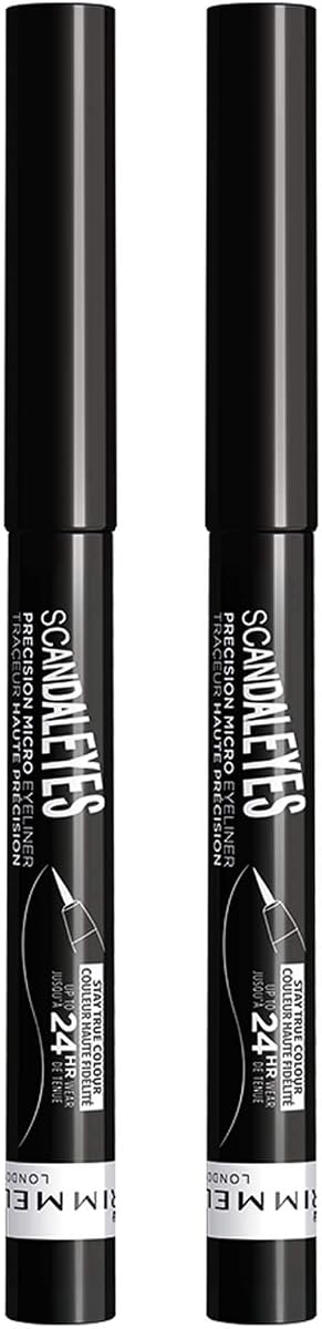 Rimmel, Scandaleyes Thick & Thin Eyeliner REDESIGN Black, 2 Count (Pack of 1)