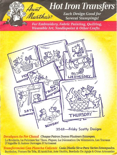 Aunt Martha's Frisky Scotty Designs Hot Iron Embroidery Transfer by