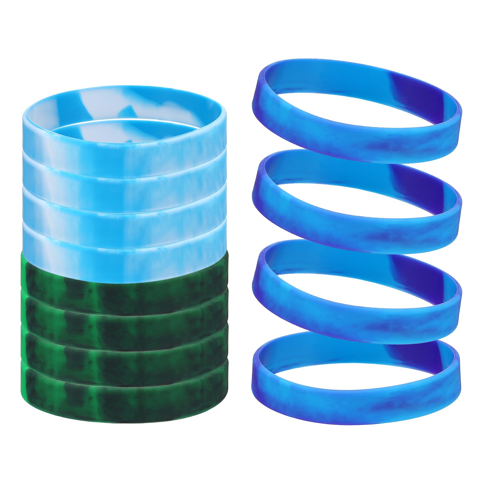 YELARXI Color Pattern Rubber Bracelets Wristbands, Silicone Bracelets Wristbands for Adults Wrist Band 12 Pcs & Mixed Purple And Blue -Fitting for Both Men and Women