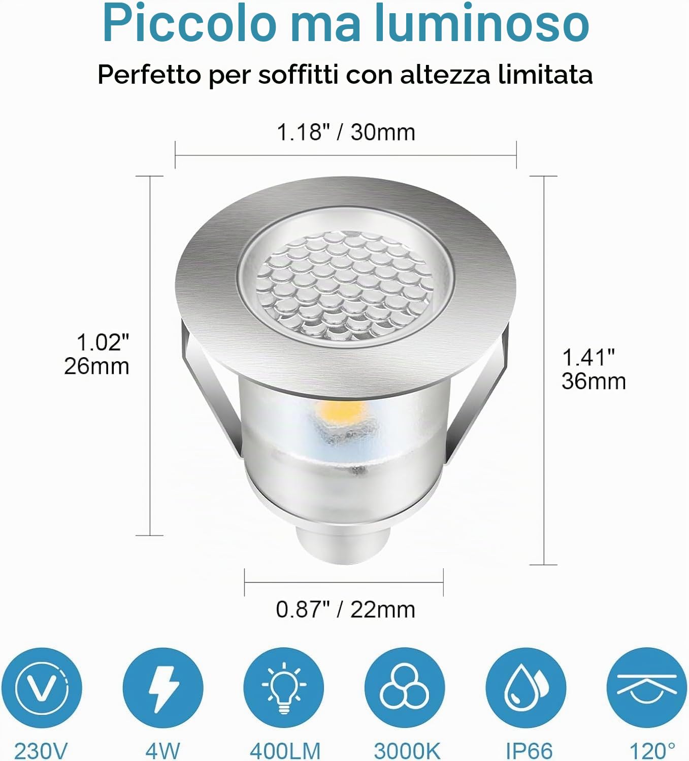 Auting Faretti LED Incasso Pavimento IP67 Esterno 10 Pezzi | Impermeabili per terrazza giardino cucina scale e ponti in legno con illuminazione decorativa bianco caldo