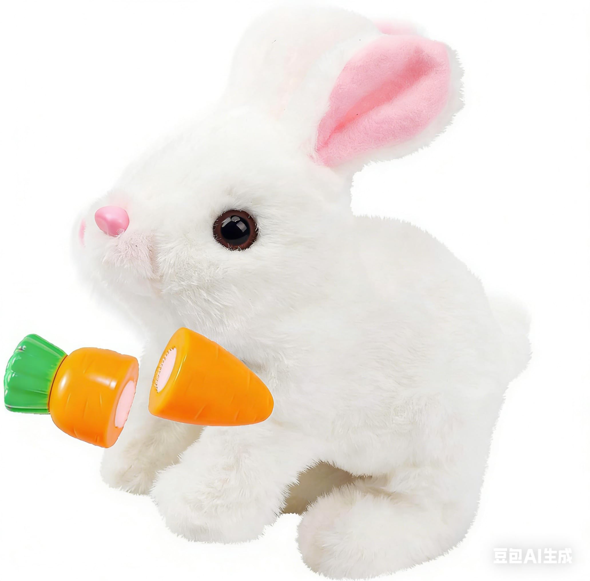 Efymosce Elektrischer Osterhase Plüschtier, Interaktives Kaninchen mit Geräuschen & Beweglichen Ohren, Hüpfendes Spielzeug für Ostergeschenk, Krabbelnder Stoffhase für Kinder