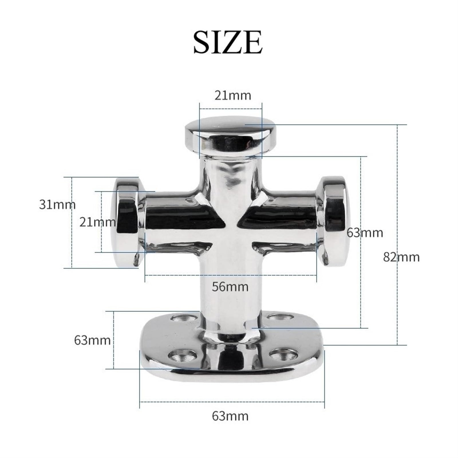 Bootskreuzpoller-Klampe, 63 x 63 x 82 mm, Bootspfosten, Kreuzpoller, Festmacher, Deck, Dock, Seilbefestigung, Klampe, Bootszubehör, SUS316