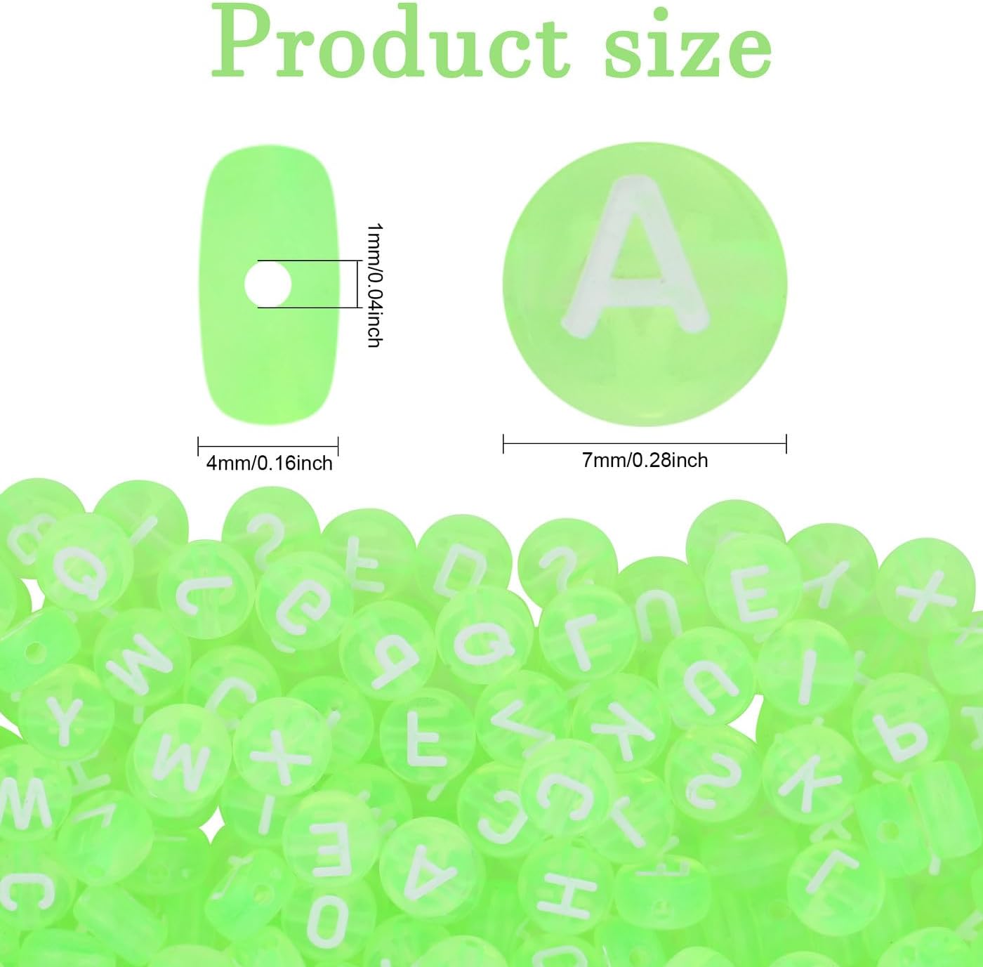 ZHIYUXI 1500PCS Green Letter Beads Acrylic White Letters Green Round Beads for Friendship Bracelets 4x7mm Alphabet Beads for Bracelets Necklaces Jewelry Making - Image 2