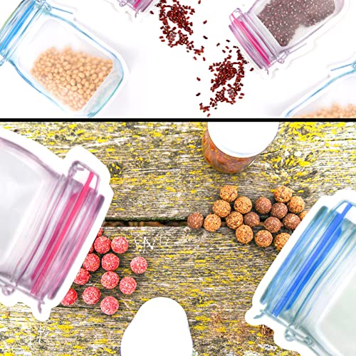 81 Pcs Reusable Mason Jar Bottle Bags,Washable Multi-Size Mason Jars Ziplock Food Storage,Fresh Leak-Proof Snack Ziplock Bag With Black Label Sticker,Silicone Funnel For Kitchen,Camping,Travel,Office #TOP5