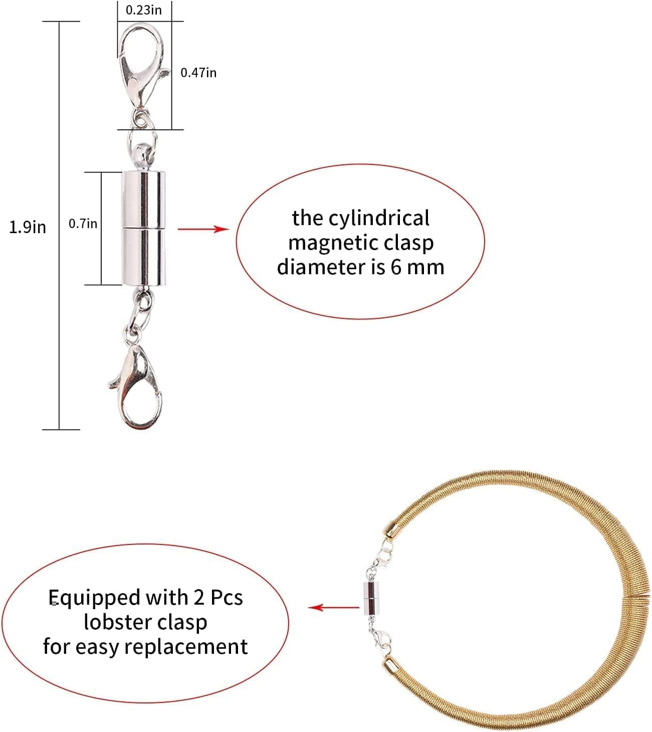 30 Pieces Silver Jewelry Locking Clasps Necklace Clasps and Closures Bracelet Lobster Clasp Connector for DIY Necklace Bracelet Jewelry Making Supplies