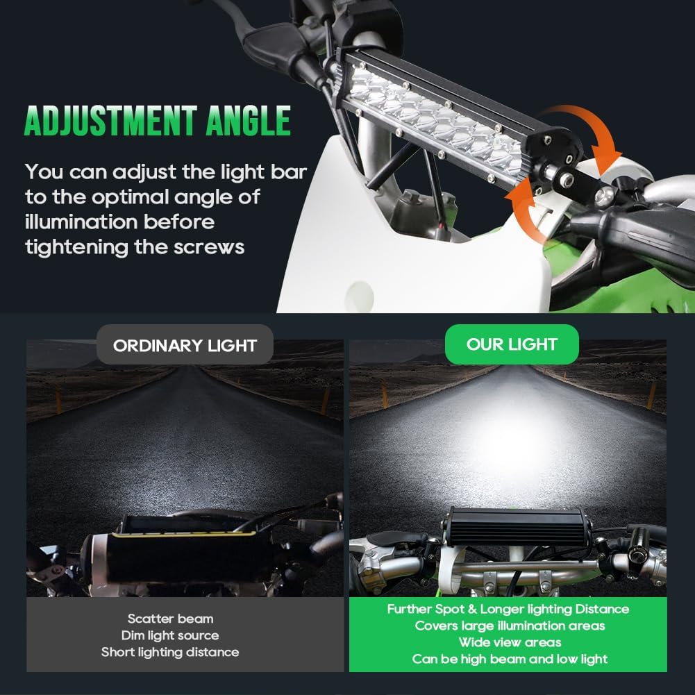 AUTOVIC Light Bar Kit Waterproof Plug-Play Driving Light Kit 7/8" Handlebar Universal for Honda CRF110 KLX110 TTR110 YZ250F Dirt Bike Plug and Play,1 Year Warranty