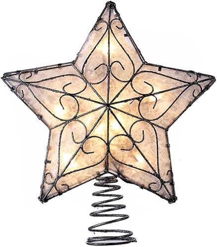 Miniatura 2 de Kurt Adler UL 10 luces de metal adornado Capiz inspirado en la copa del árbol