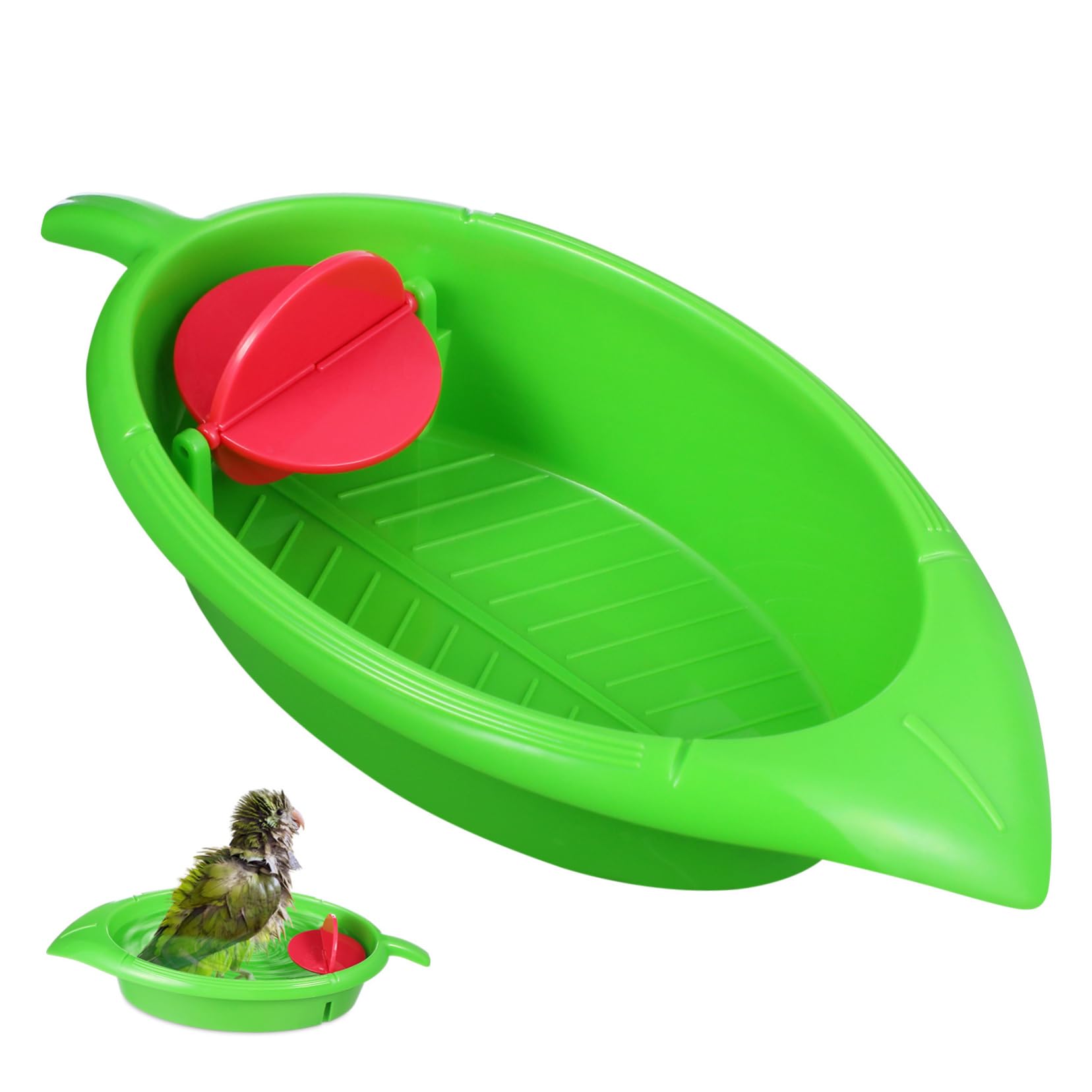 ERINGOGO 1Pc Creative Parrot Bathtub Pet Shower Tub for Birds Fun and Stylish Bird Bathing Experience for Budgies and Cockatiels Bright Rosy and Green Colors