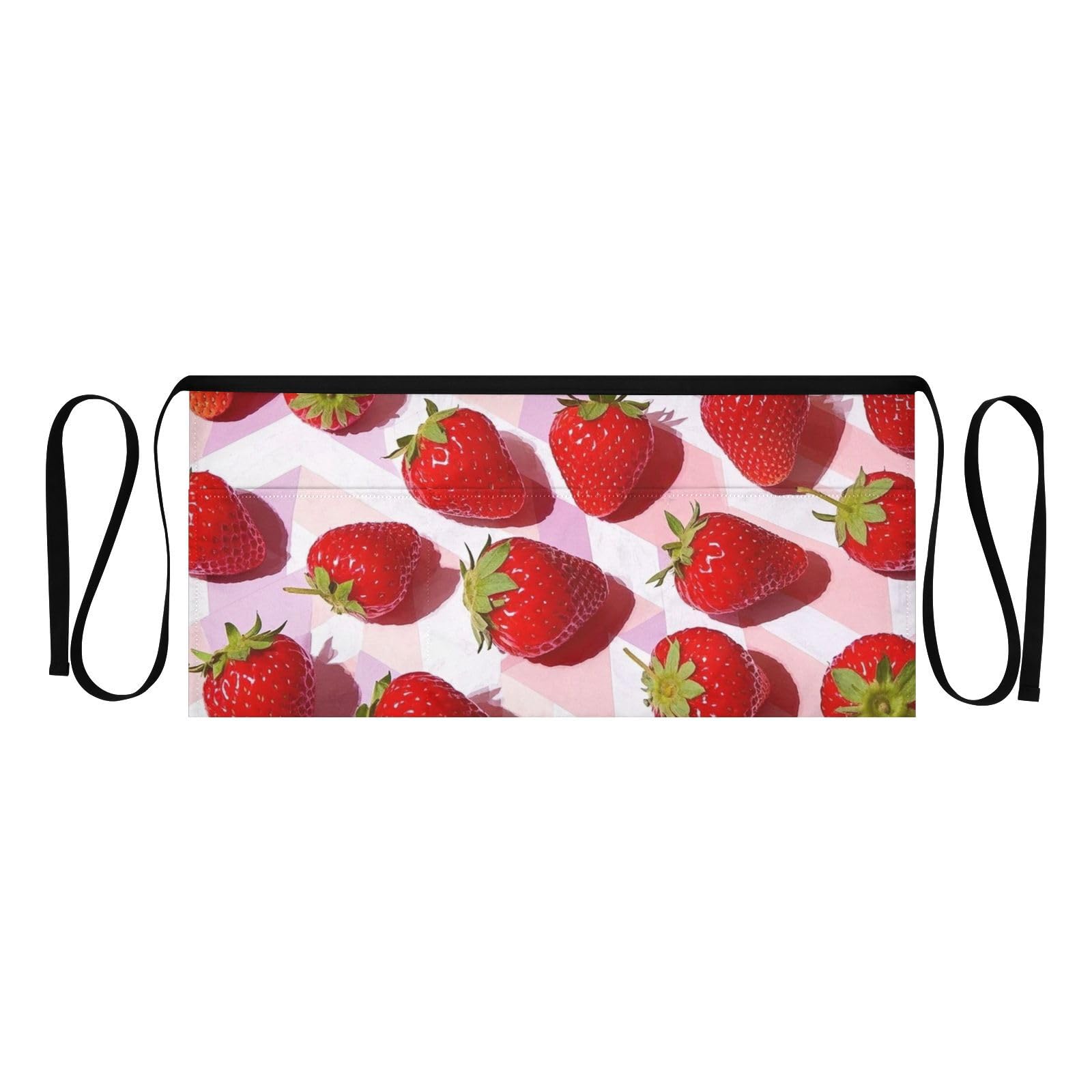 FASHON&FASCIN Server Apron with Pockets Waist Aprons Half Waitress Apron Strawberry Print for Gardening Restaurant,Multi5