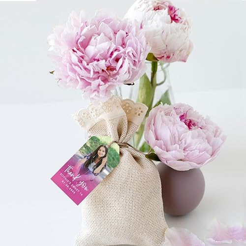 Miniatura 10 de Andaz Press Paquete de 60 etiquetas personalizadas con texto en inglés Sweet 16 con cuerda, etiquetas clásicas de regalo de agradecimiento con foto
