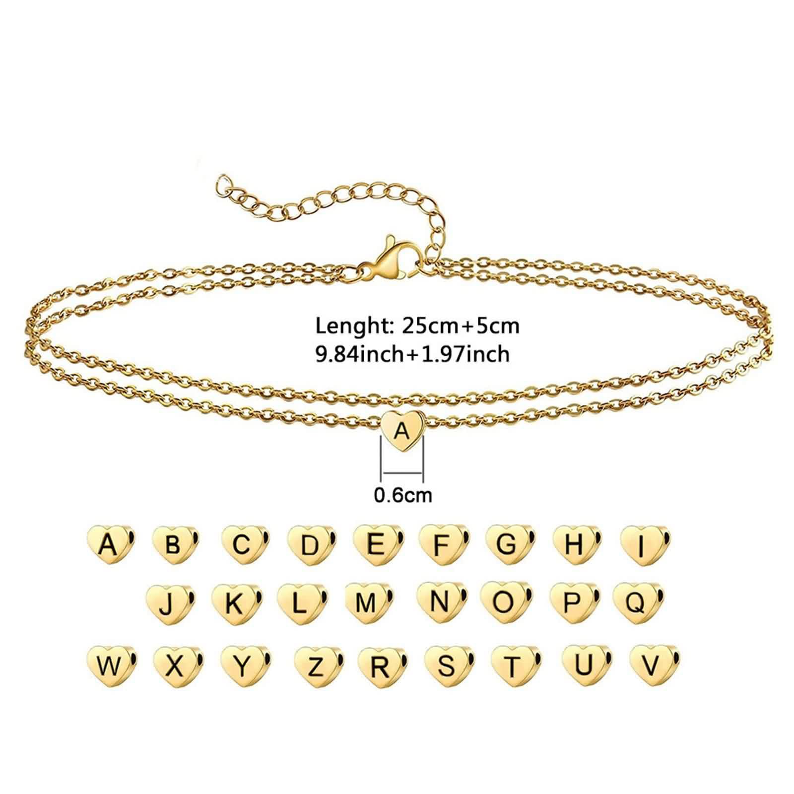 Tobillera de oro 18 K 750 Y2K, oro amarillo Au750, cadena doble con letras de corazón, tobillera para mujer, resistente al agua, verano, descalzo, playa, joyas para mujer