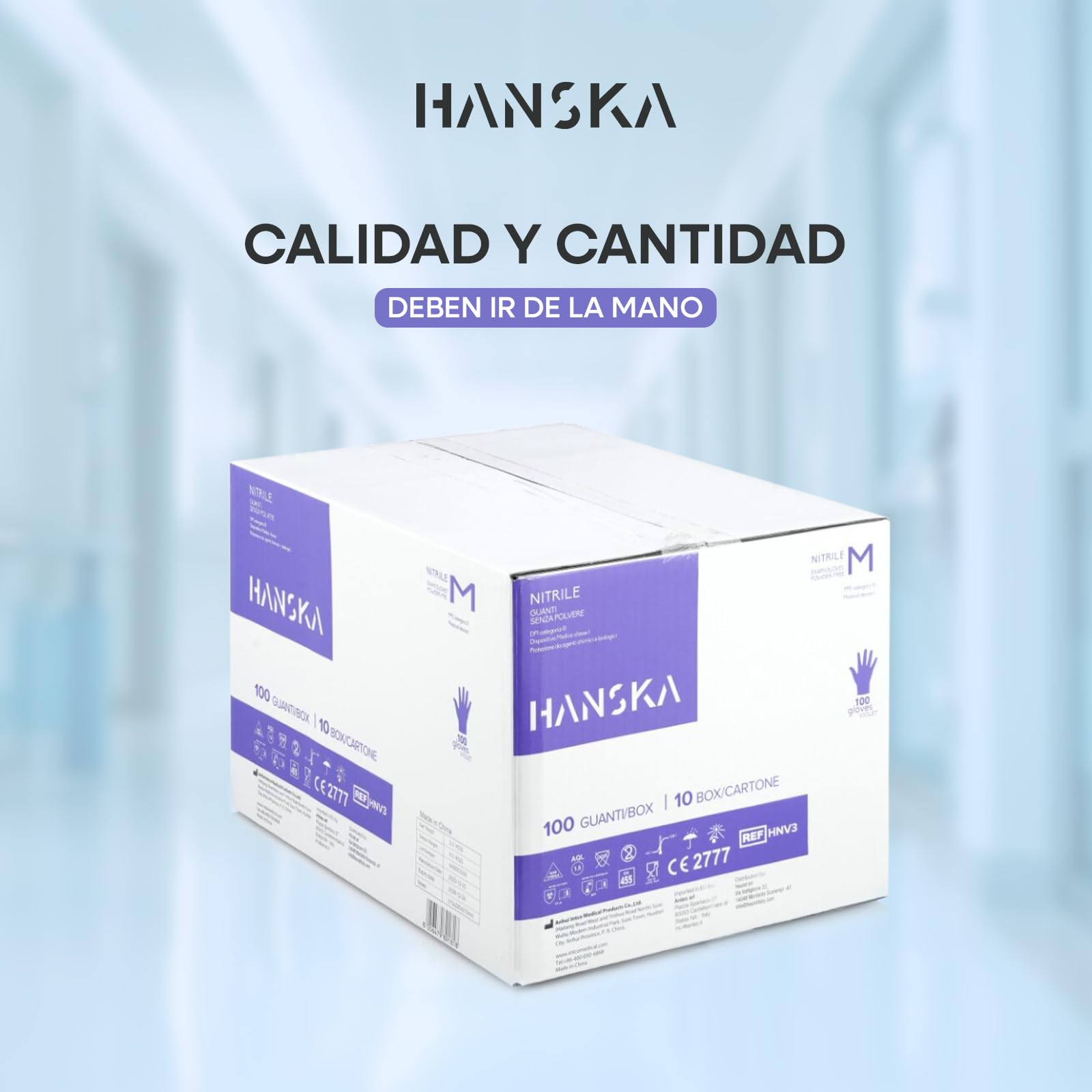 HANSKA Paquete de 1000 guantes desechables de nitrilo morado - Sin polvo - Desechables - Ambidiestros - No estériles - Base de goma - Apto para uso médico y manipulación de alimentos (1000, M)