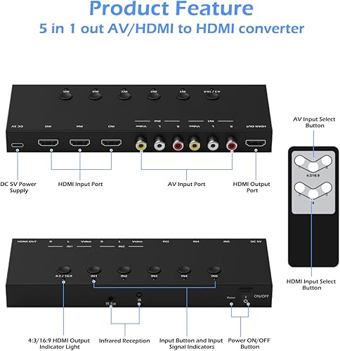 Miniatura 3 de Conmutador HDMI y AV 2 en 1  Juega PS5 y juegos retro en 1 TV, 3 HDMI 2.0 (4K HDR) + 2 entradas RCA  Compatible con Xbox Series XSwitchWiiPS2N64