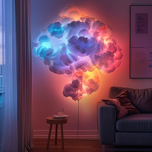 Miniatura 8 de Luz de nube multicolor cambiante, luz LED 3D Thundercloud de algodón, nube de relámpago, luz nocturna de ambiente colorido, luces de nube creativas