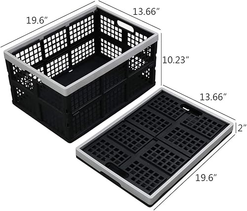 Miniatura 4 de Paquete de 4 cajas de almacenamiento plegables de plástico de 40 L, cesta plegable de almacenamiento apilable grande