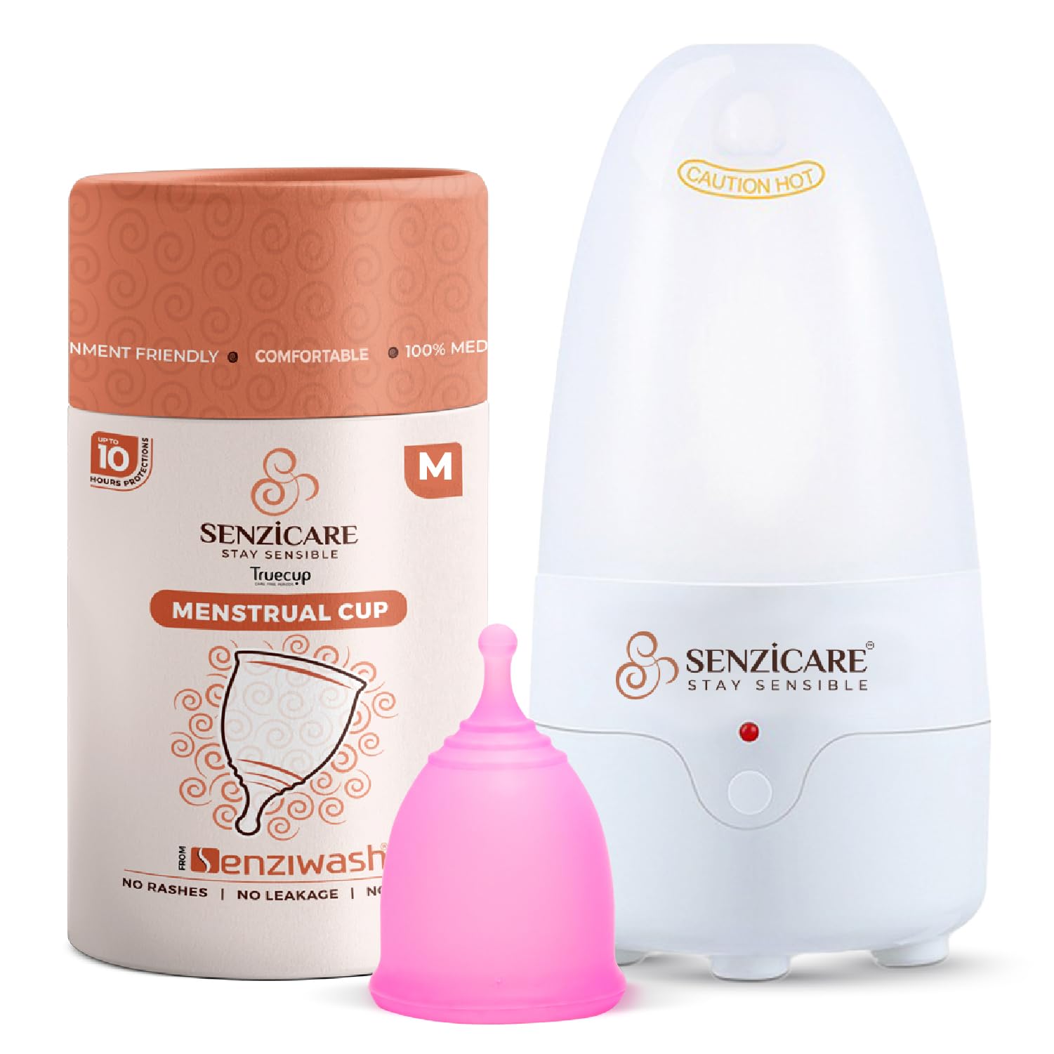 Senzicare Menstrual Cup Sterilizer | Electric Steam Sterilizer for Period Cup | Medium Menstrual Cup | BPA Free Auto Shut Off | Kills 99.9% Germs in 3-5 Minutes