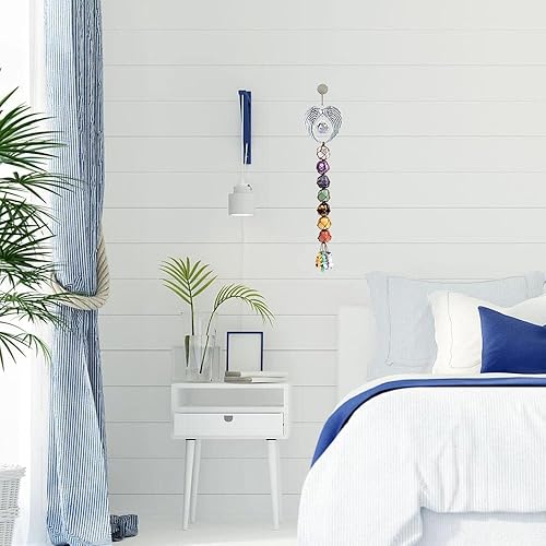 Miniatura 6 de Anjiucc Adornos colgantes de cristal hechos a mano para ventana de coche, 7 chakras, decoración del hogar, Feng Shui, adorno de yoga, meditación,