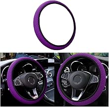 Elastic Stretch Steering Wheel Cover, Universal 15 Inch Automotive Steering Wheel Cover, Microfiber Breathable Ice Silk, Anti-Slip, Odorless, Easy Carry,Warm in Winter and Cool in Summer (Purple)