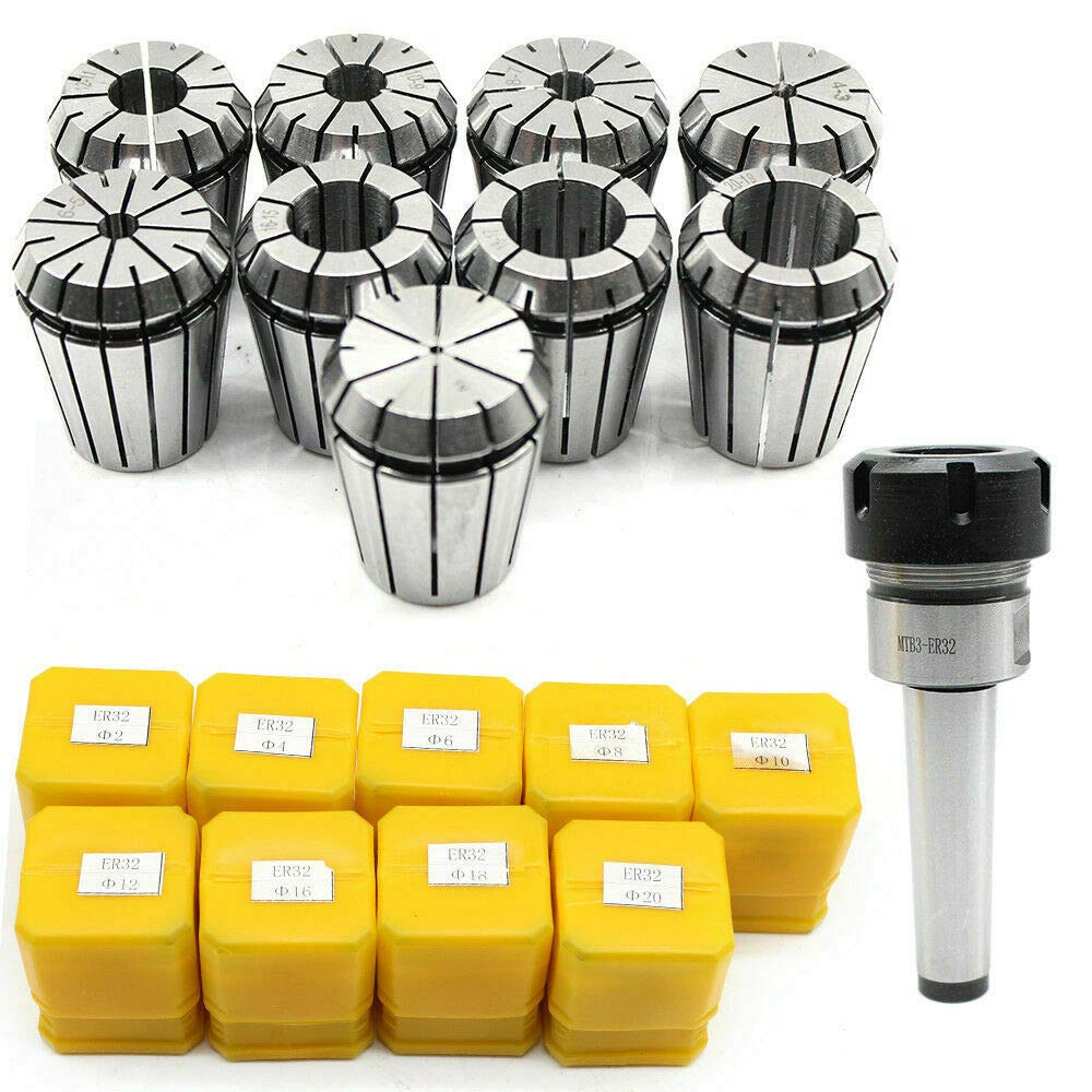 Mandrino di serraggio MK3 M12 ER32, set da 9 pezzi, pinze di serraggio 2-20 mm per fresa