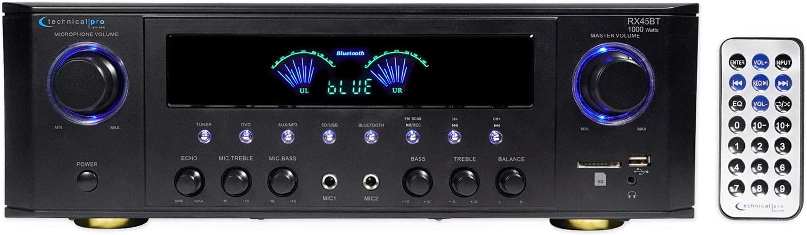 Technical Pro RX45BT Hybrid Pro Amplifier Receiver w/Bluetooth USB/SD+Remote
