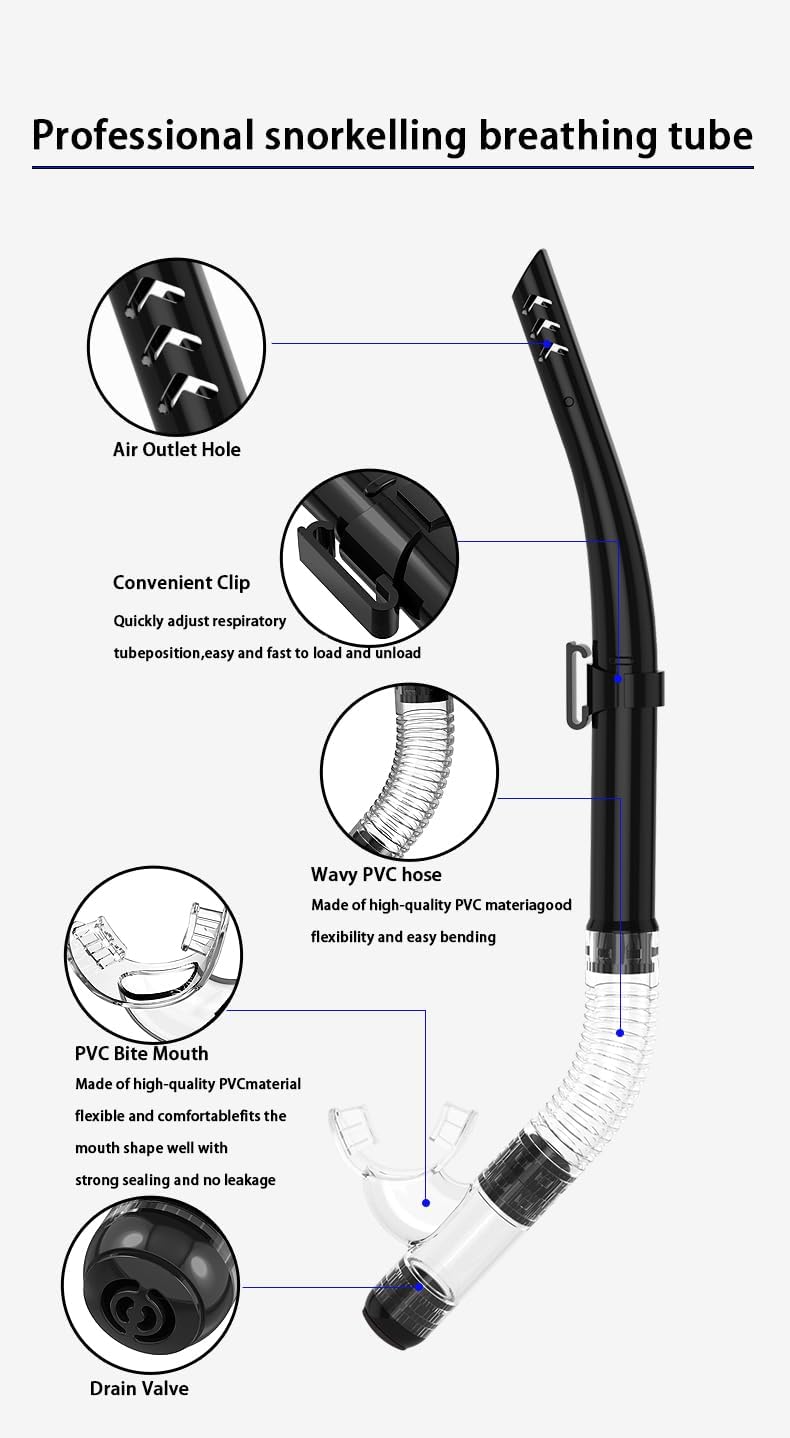 Snorkeling Gear for Adults, Dry-Top Snorkel Set Scuba Diving mask, 180°Panoramic Wide View Professional Snorkeling Gear Breathing Freely Snorkel Mask - Image 4