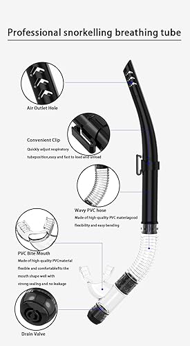 Miniatura 4 de Equipo de esnórquel para adultos, juego de esnórquel seco máscara de buceo, vista panorámica de 180, equipo de esnórquel profesional, máscara de
