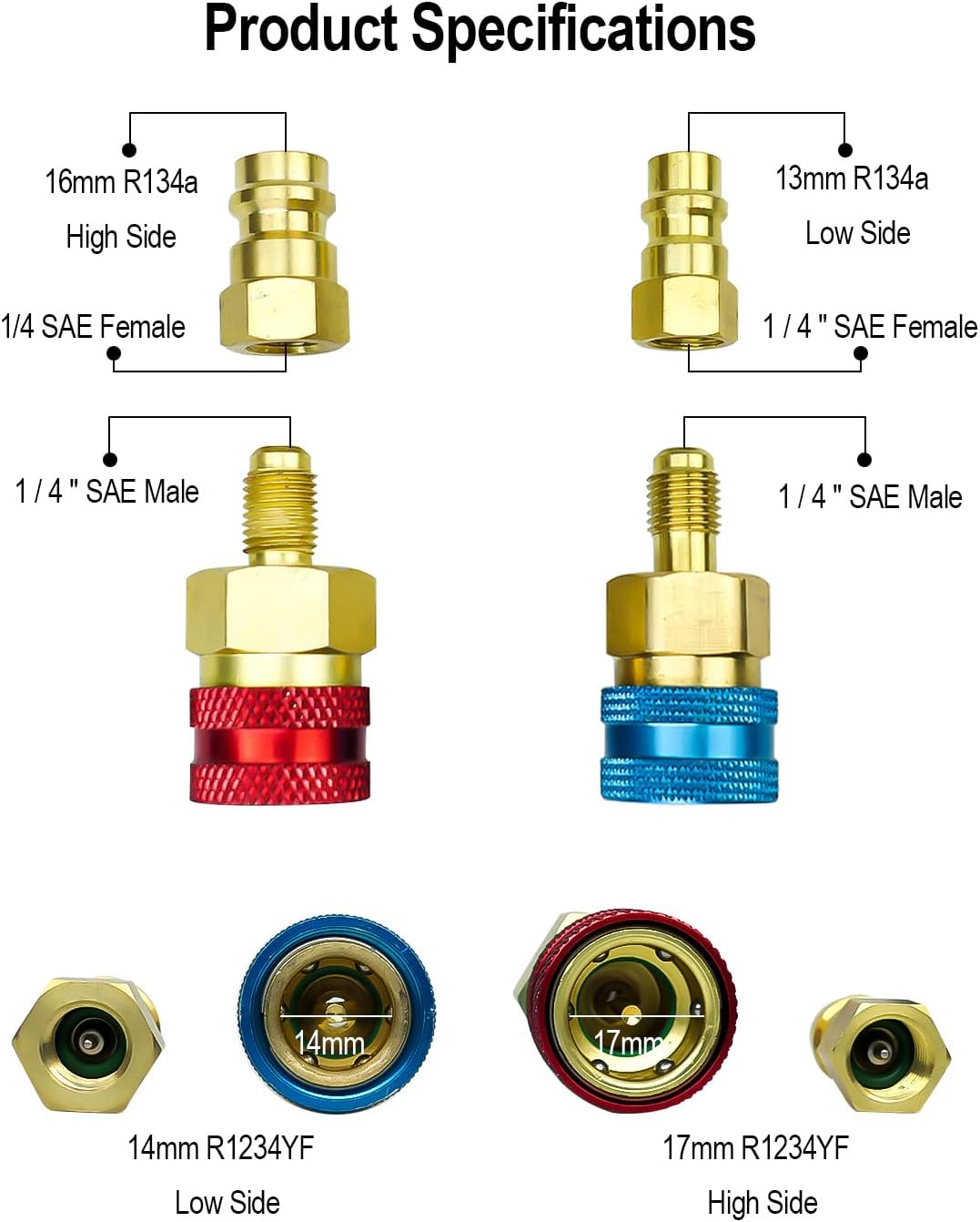 Buy QLZOZB R1234YF to R134A Quick Coupler Kit R1234YF High/Low Side