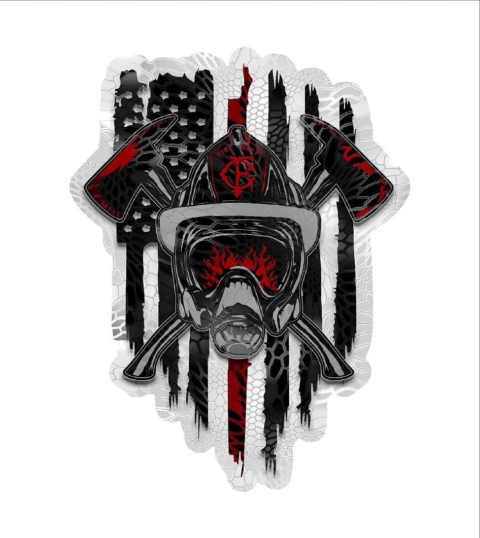 Firehouse Graphics American Flag Axe Halligan SCBA Mask Firefighter Fireman Fire Maltese Decal (8")
