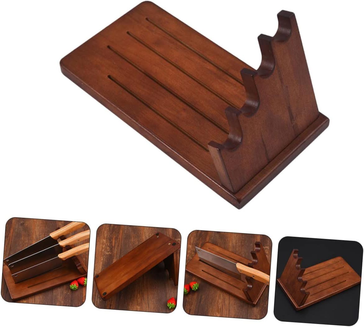 Ipetboom Acacia Wood Simple Style Cutter Rack Thickened Frame Kitchen Cutting Tool Storage Container Desktop Organizer Easy Clean Knife Holder for