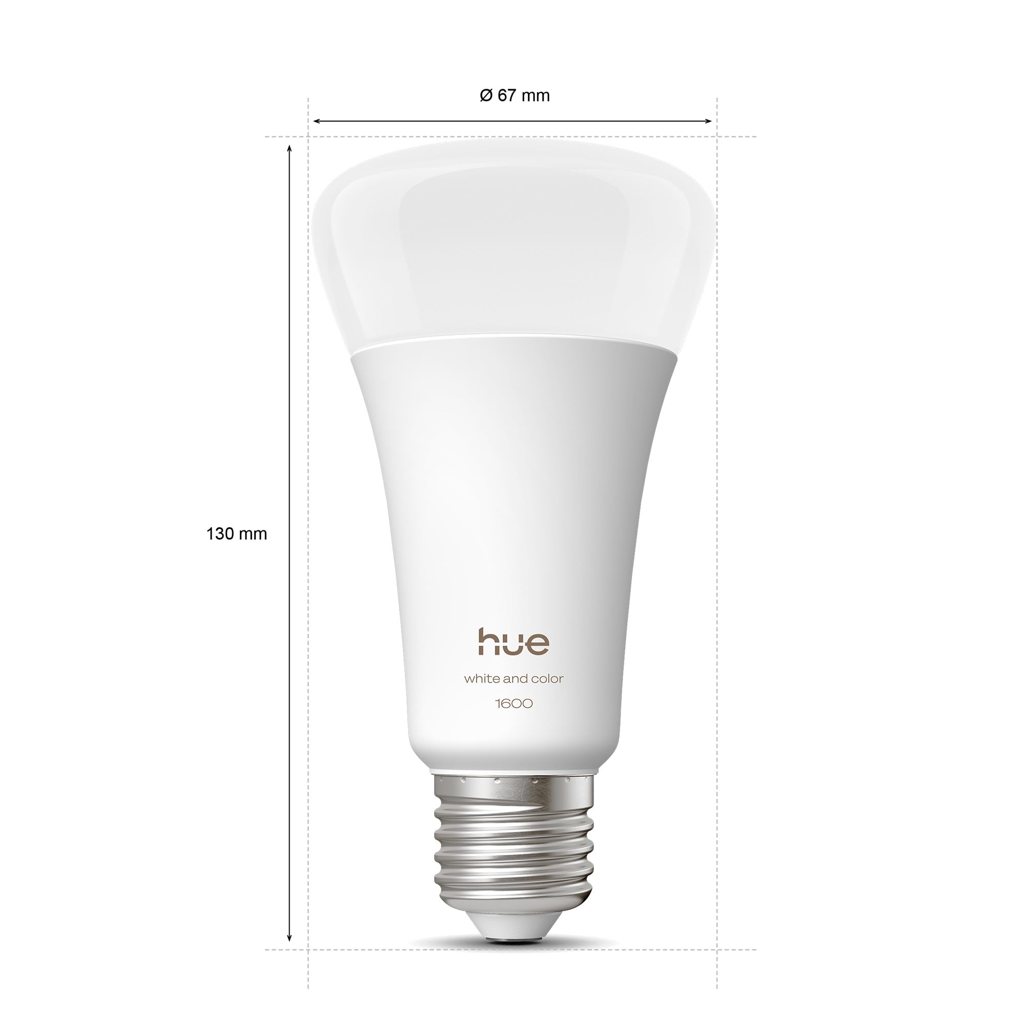 Philips Hue Bombilla LED Inteligente A67, White and Color Ambiance, Luz Blanca y de Colores, E27, 11,8W, Regulable 1000-20.000 K, 1600 lm, Alexa, Google Assistant y Apple Home, Pack de 1