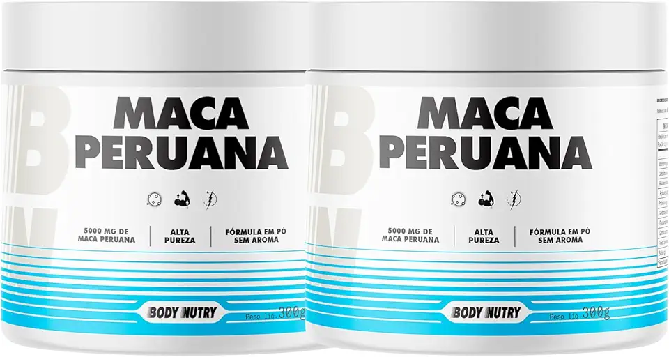 2x Maca Peruana em Pó Pote 5000mg Por Porção 100% Pura Premium Pure Importada Para Homens e Mulheres Rende 60 Porções | Energia Resistência Original - Body Nutry