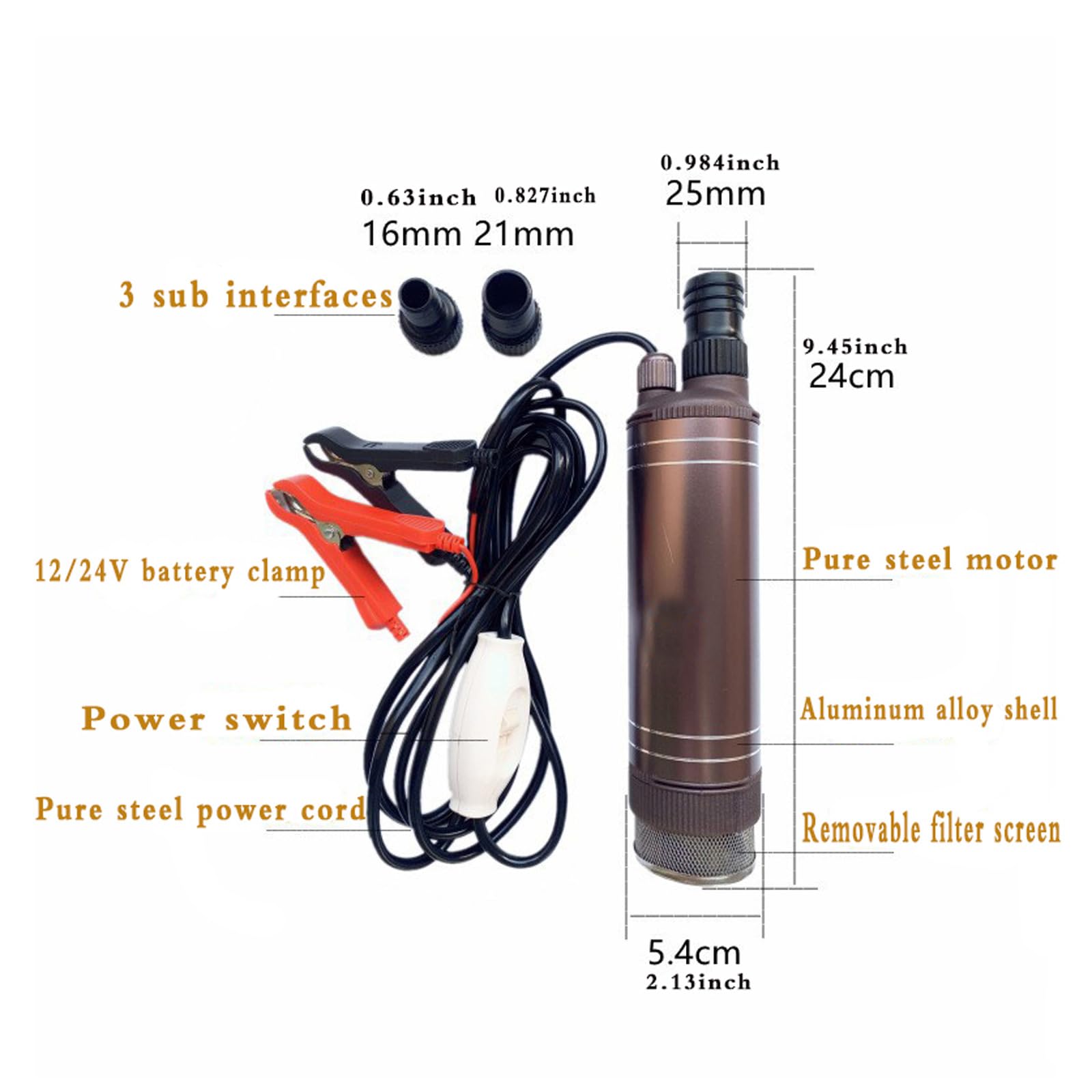 Bomba eléctrica Sumergible de CC portátil pequeña, 30L/Min, Bomba Sumergible acuática, Bomba de Motor sin escobillas para Acuario, Estanque de Peces