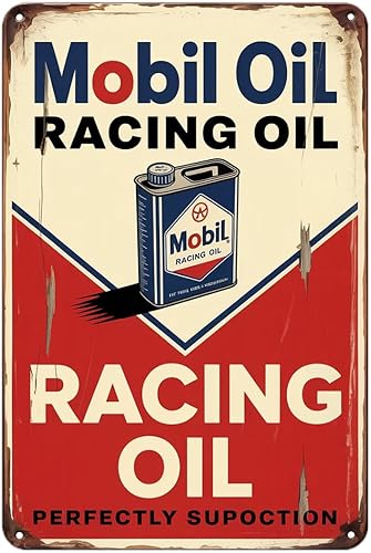 Miniatura 1 de Mobil Oil Racing - Letrero de metal con estampado de aceite de Mobil automotriz, decoración estética de habitación para el hogar, dormitorio,