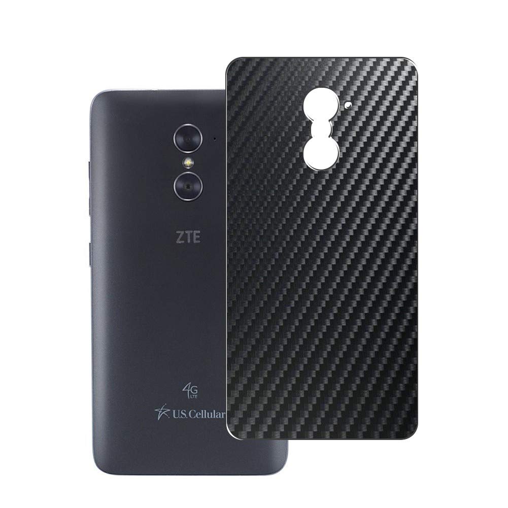 Vaxson2-Pack Back Protector Film, compatible with ZTE Zmax Pro, Black Carbon Fiber Guard Cover Skin [Not Tempered Glass/Not Front Screen Protectors]