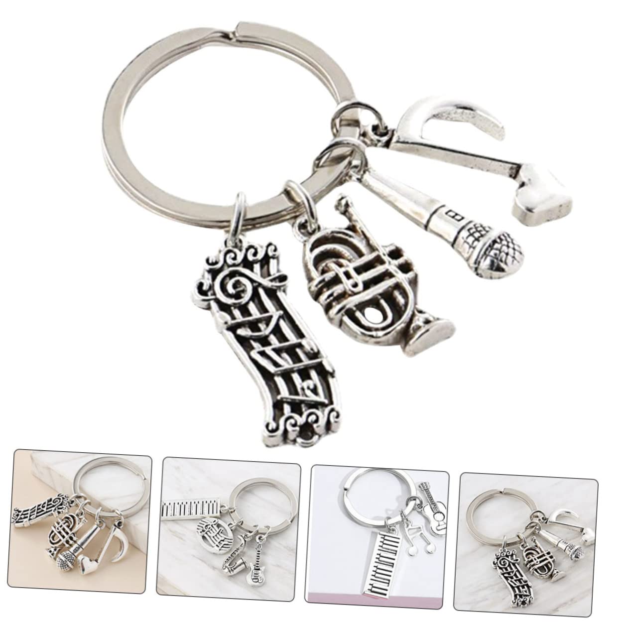 BESPORTBLE Llavero De Musica Simple Musical Llaves Acortar Cadenas Anillo De Llave De Aleación Decoración De Llavero De Mochila Escolar Colgante De Llave Decoración Plata