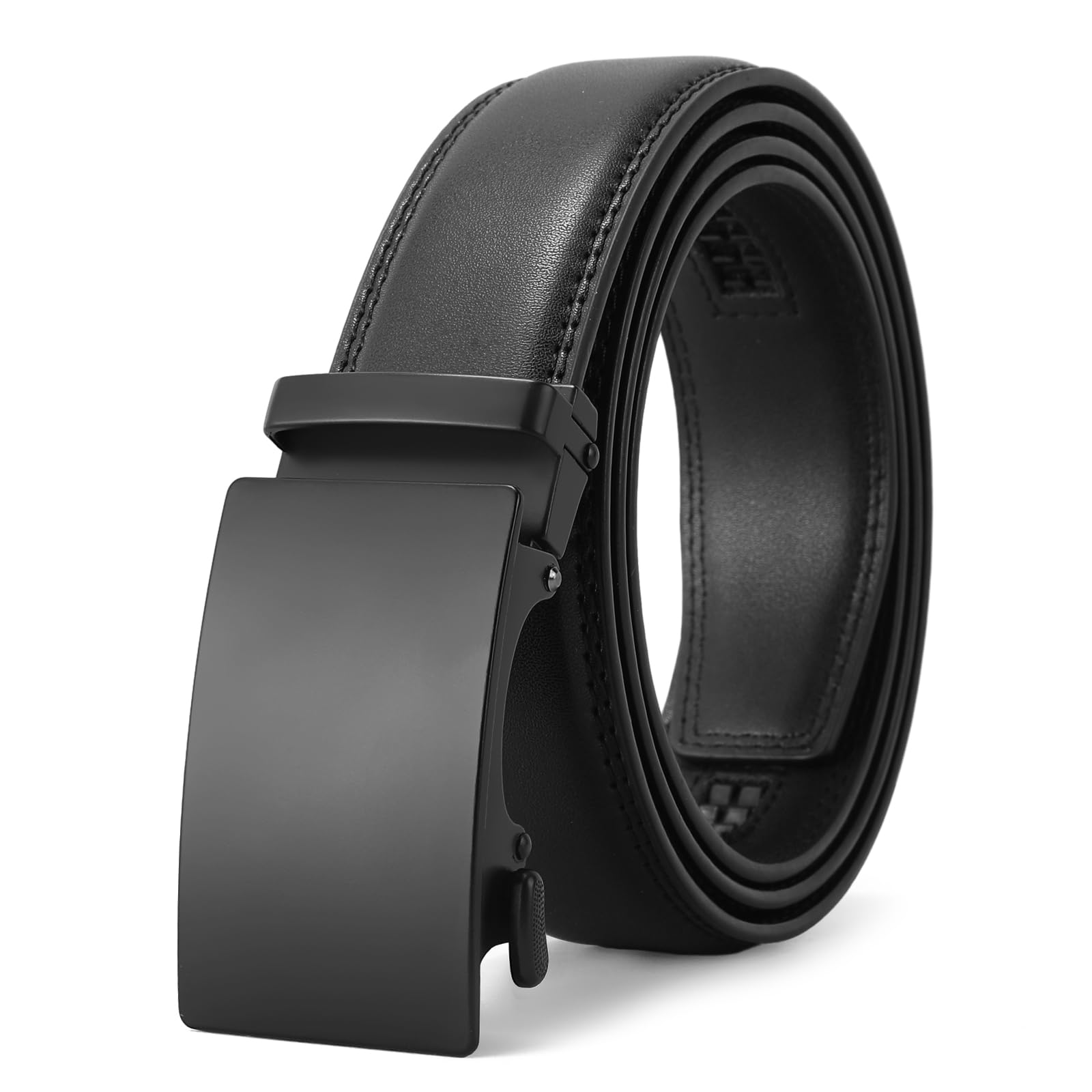 GAEKEAO Ratchet Belts for Men 1 3/8" Genuine Leather Mens Belts for Casual Dress with Adjustable Automatic Buckle