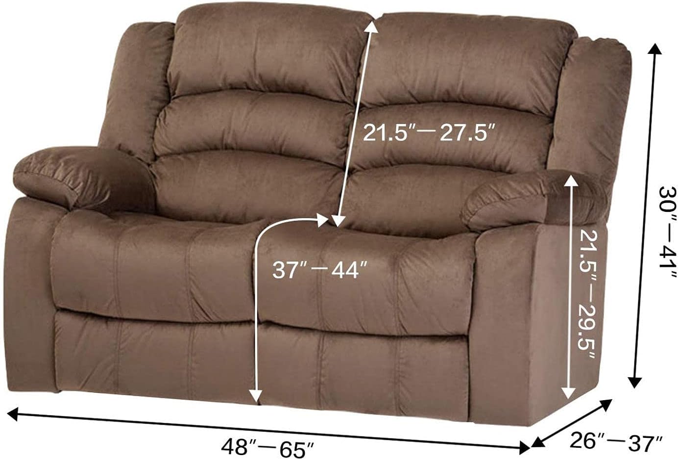 Sofa Cover,Recliner Sofa Covers Velvet Stretch Reclining Couch Covers, for 1/2/3 Cushion Sofa Slipcovers Thick Soft Washable Furniture Covers,Grey-2 Seater