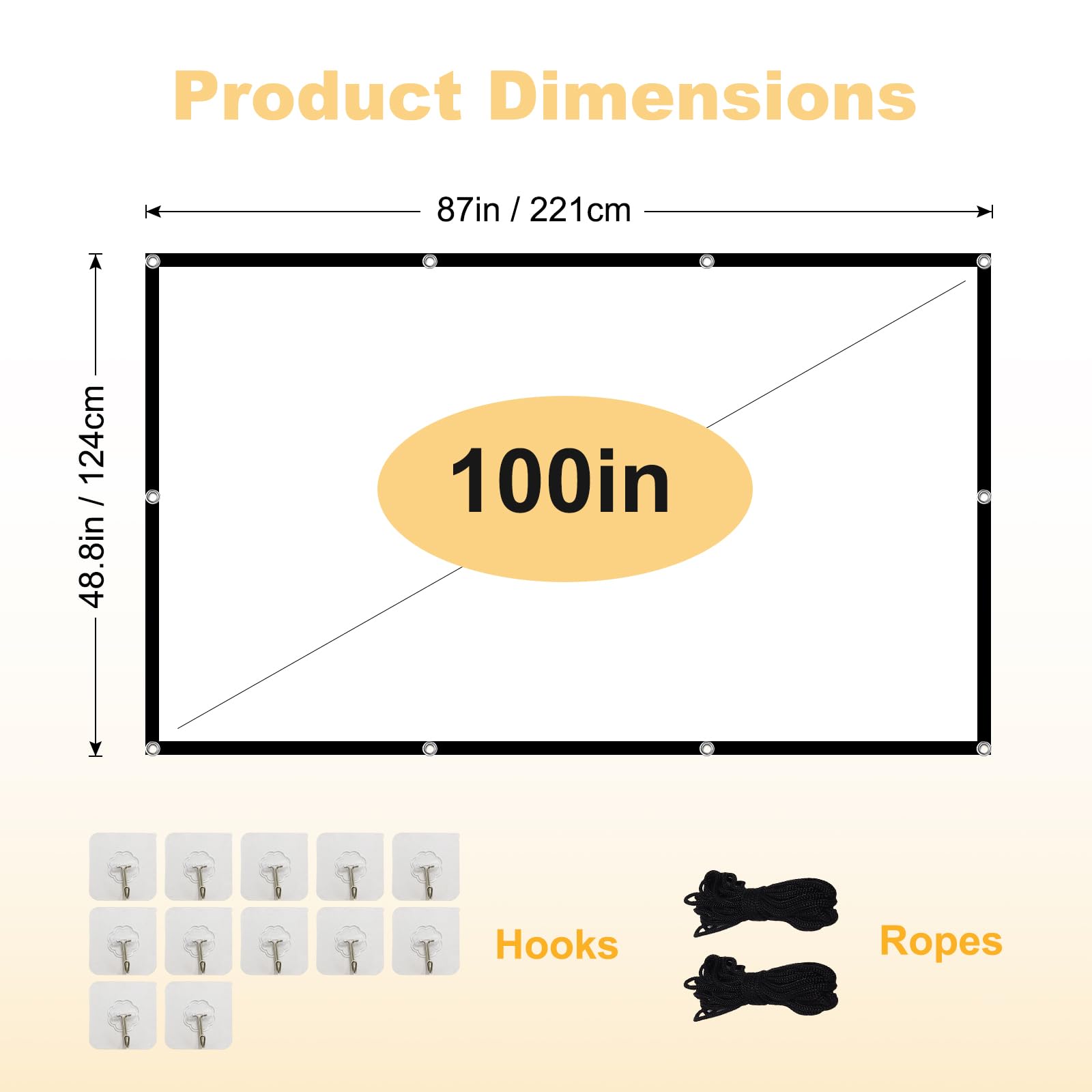 Foldable 100-inch Projector Screen,XINLEMY 4k 16:9 Anti-Crease Portable Washable Projector Backing Black Absorbs Light Movies Screens for Home Theater Backyard Indoor and Outdoor Camping