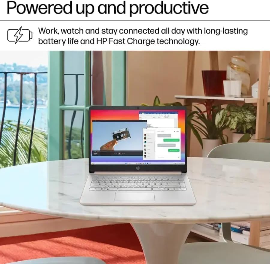Image of HP 2025 14 Inch Student Business Laptop, 1-Year Office 365, Intel Processor N150 Processor, 16GB RAM, 128GB UFS + 256GB MSD Storage, Wi-Fi 6, BT 5.4, Copilot AI, Windows 11 Pro, w /Accessories