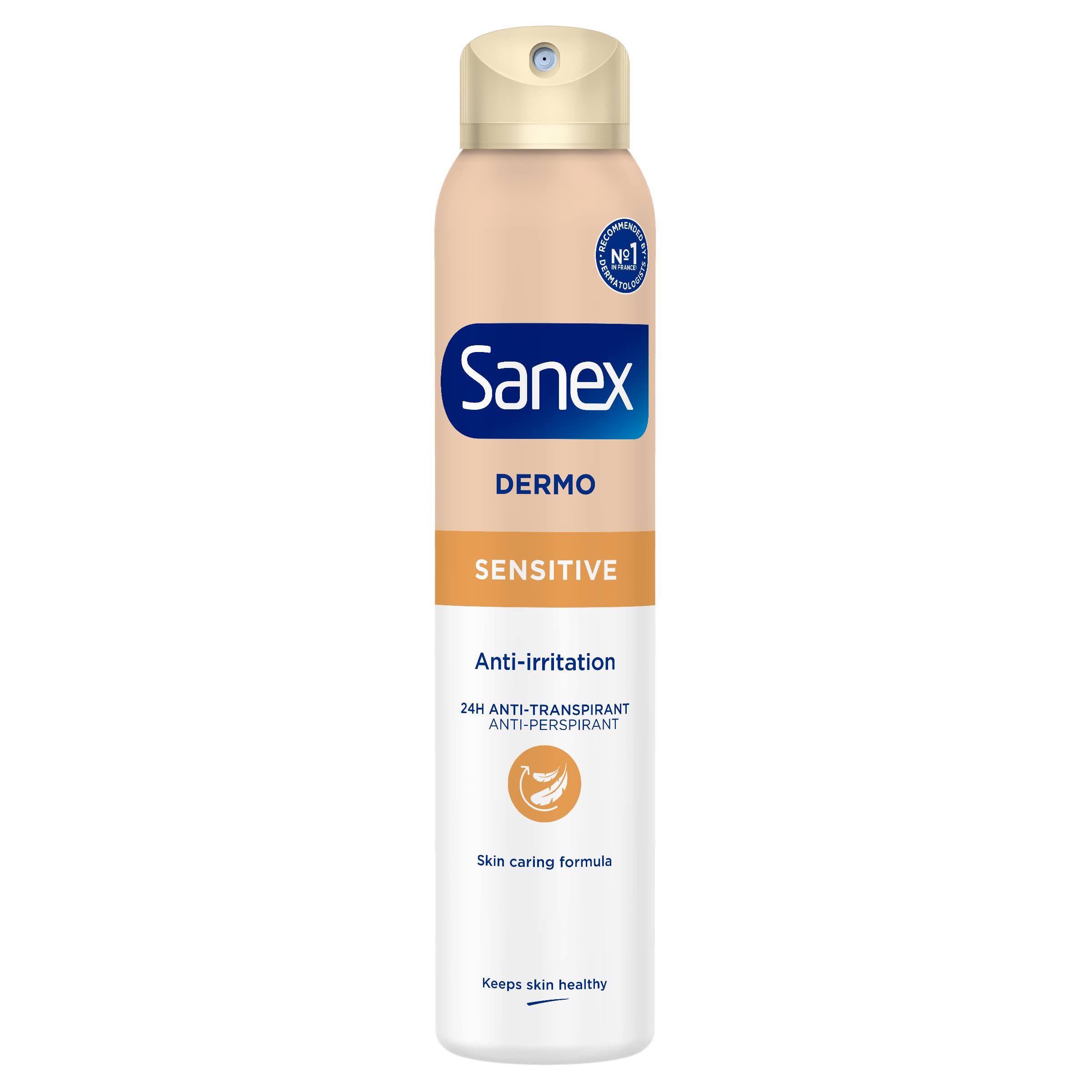 SANEX Deodorant gegen Schweiß Dermo Sensitive – Schutz gegen Schweiß & Gerüche 24 Stunden – für empfindliche Haut – stellt den natürlichen pH-Wert wieder her – Dermatologisch getestet – 6 x 200 ml