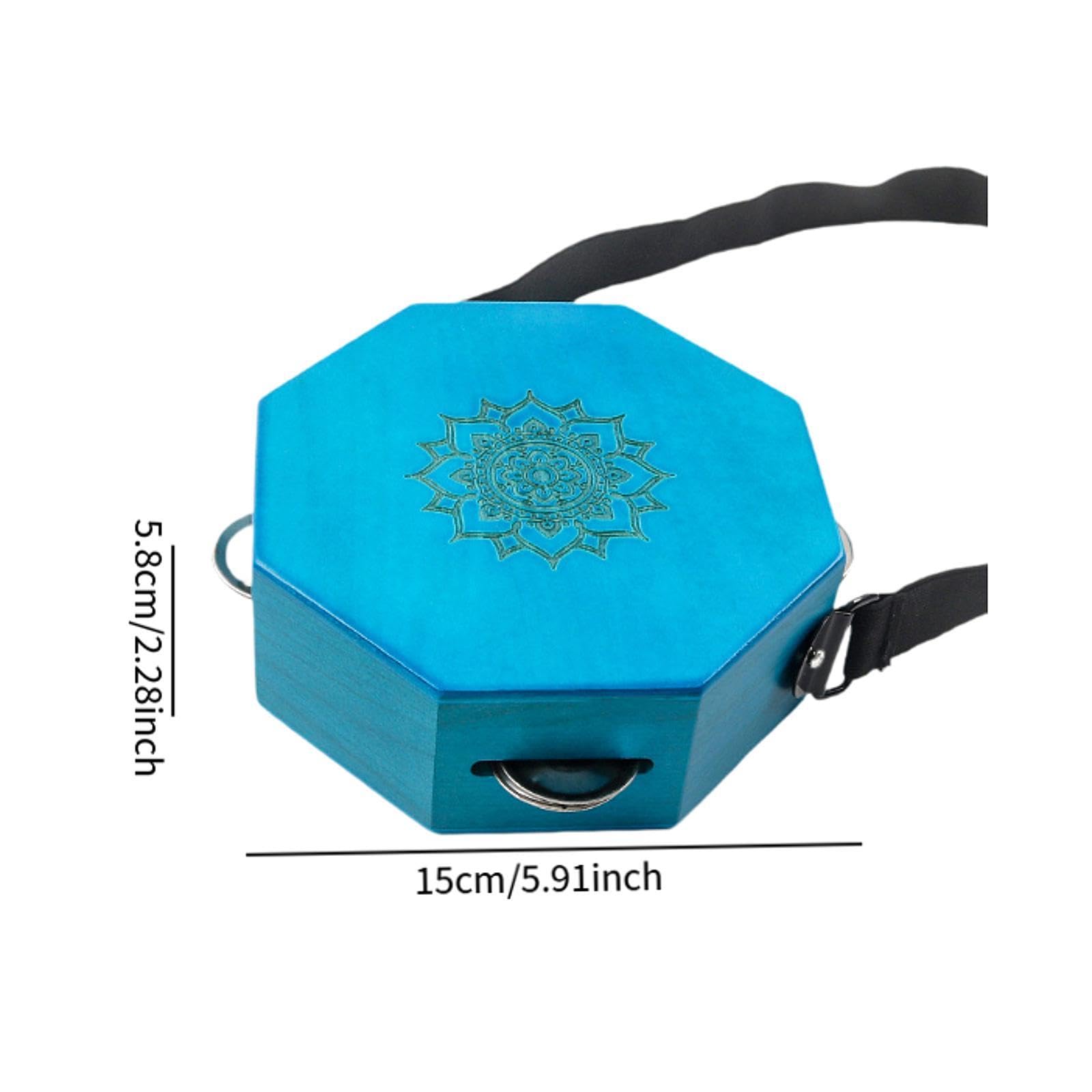 Cajon Portable En Bois, Tambour à Main, Instrument de Percussion, Tambourin, Shaker, Design Rotatif, Fait Main En Bois, Idéal pour Les Débuta, Octogone Bleu