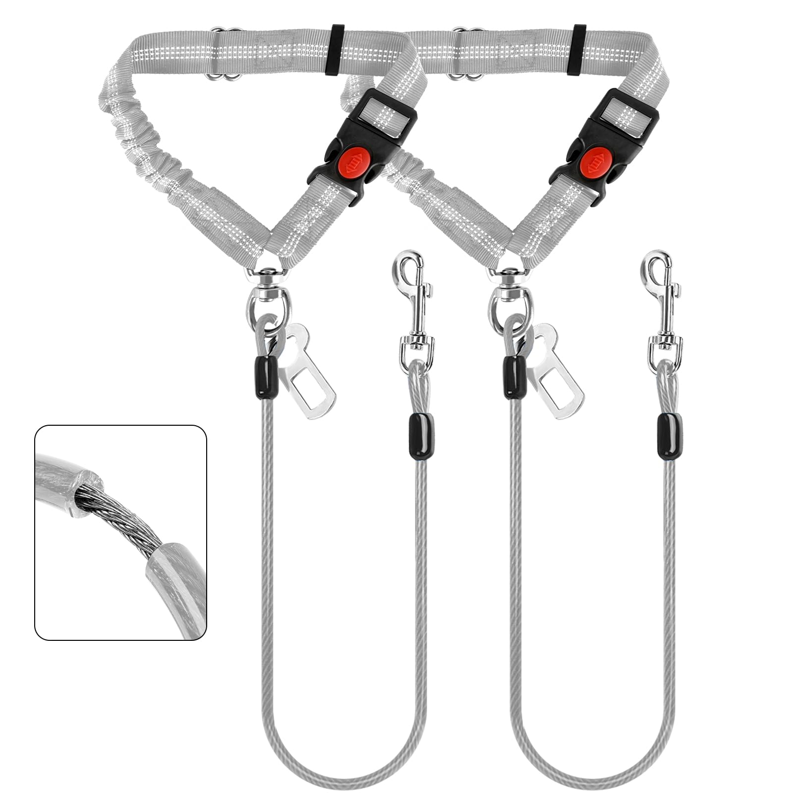 Dog Seat Belt for Car,Chew Proof Dog Car Seat Belt,2 in 1 Car Harness for Dogs Safety Seat Belt,Heavy Duty Pet Seat Belt for Medium Large Dogs Chewer