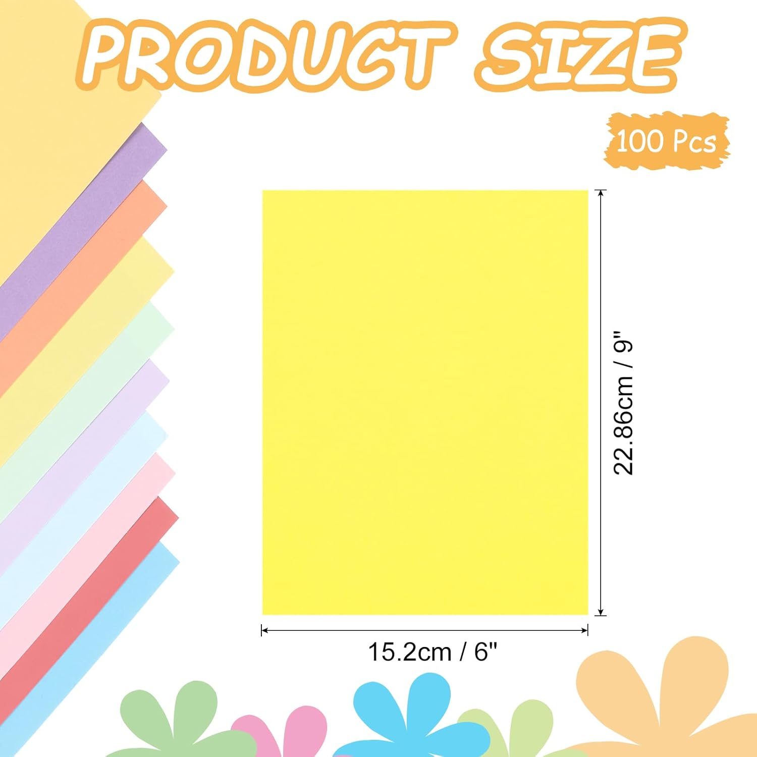 MECCANIXITY 100Pcs Colored Cardstock Paper, 9 x 6 Inch Lemon Yellow Origami Paper for Paper DIY Art Supplies, Paper Painting, Scrapbooking, Paper Crafting
