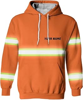 HiVis Custom Safety Hoodie Orange Neon Custom Name And Logo High Visibility Hoodie For Men Reflective Hoodie Hi Vis Construction Workwear For Company Employee, Team, Group, Workers-M