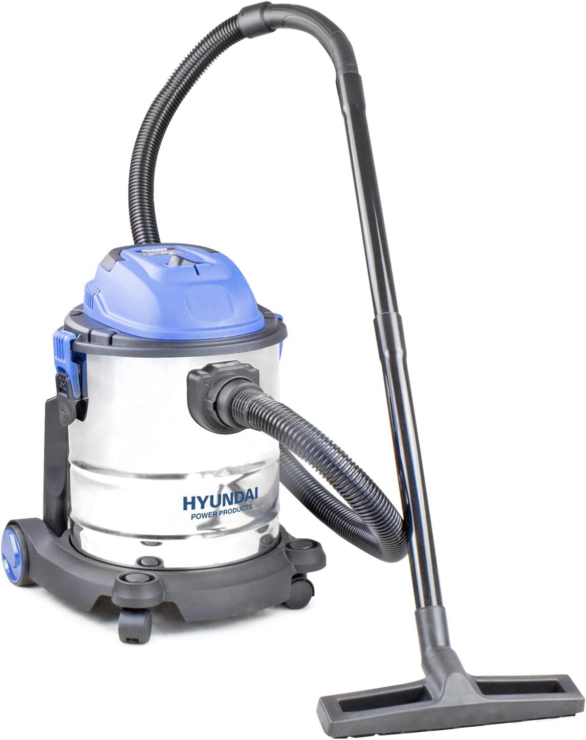 Hyundai HYVI2512 1200 Watt 3 in 1 Multi Purpose 25 Litre Wet & Dry, Huge 16KPA Suction, Plus Blower Electric Vacuum Cleaner, Stainless Steel Tank, Bag-Less Options, Blue, Silver, 20